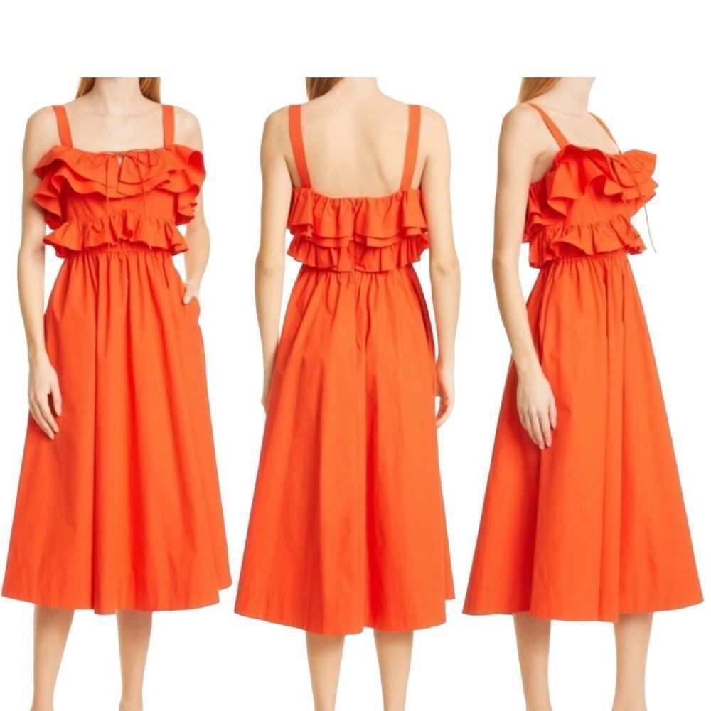 Jason Wu Ruffle Midi Dress Size 14 - Picture 3 of 11